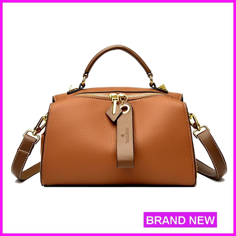Medium Vegan Leather Crossbody Bag with Dual Straps and Top Handle